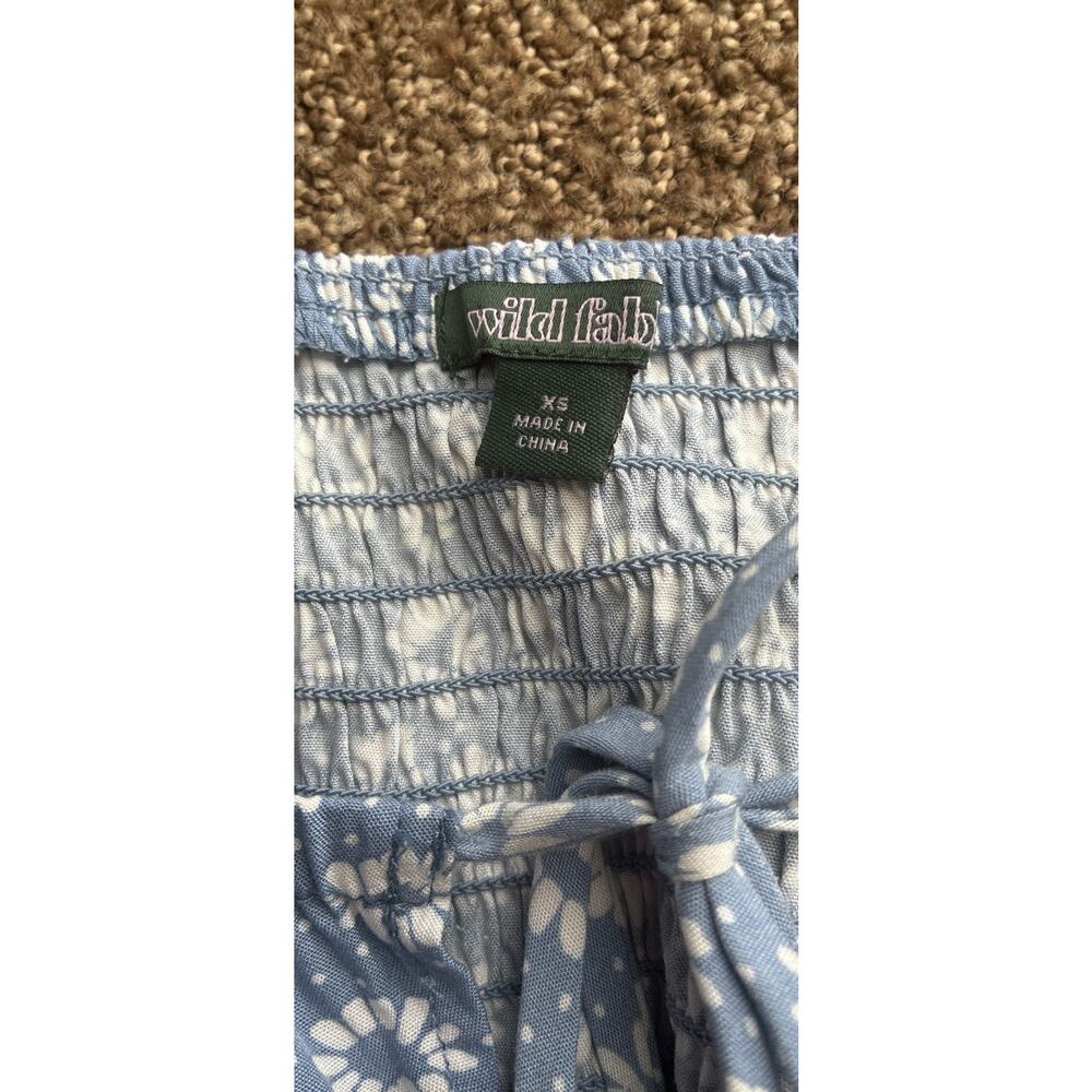 Blue Daisy Sz XS Milkmaid Y2K Cropped LS Rayon Cottage Core Prairie Blouse - Picture 6 of 9
